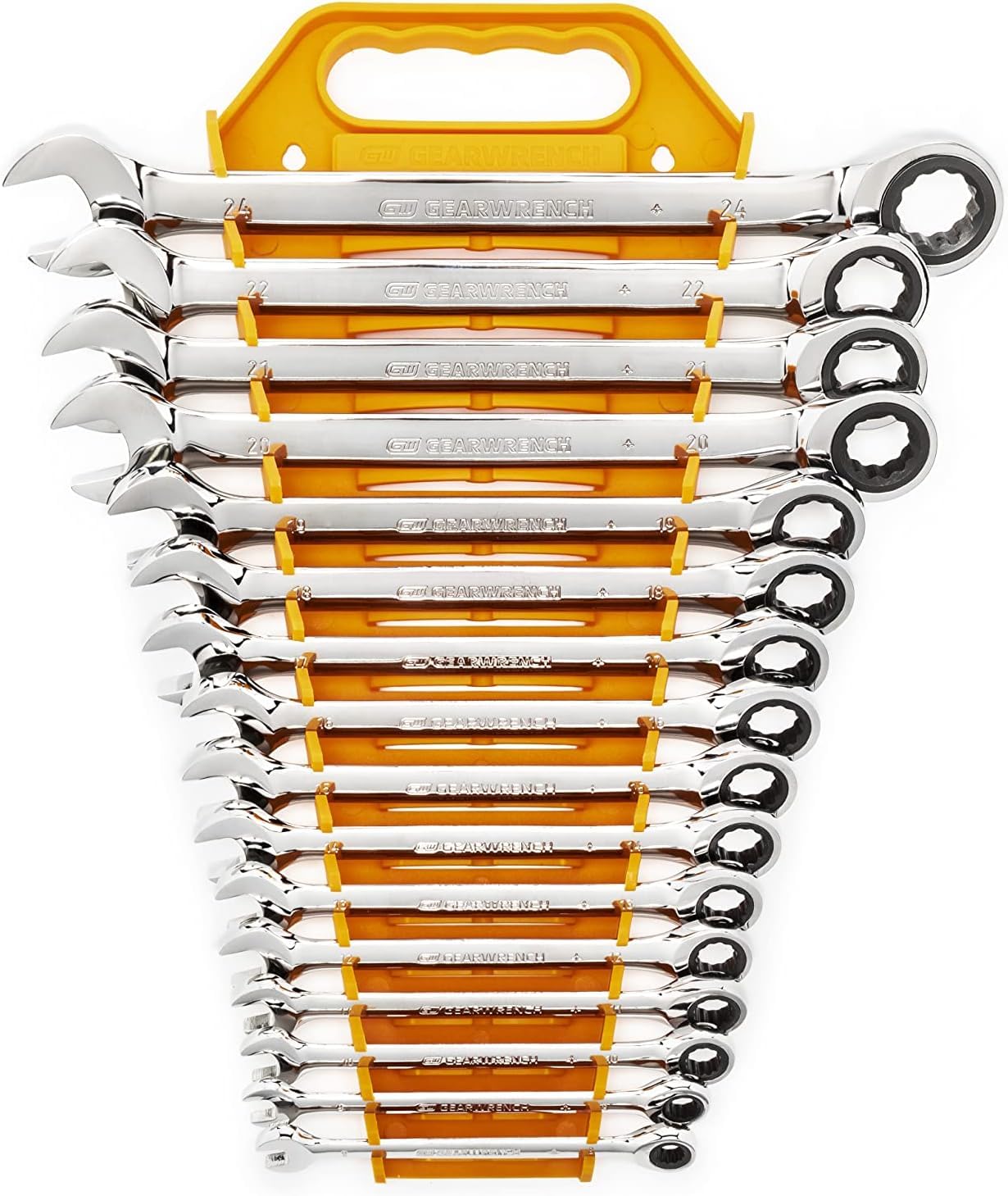 72 Tooth Slim Ratcheting Wrench Set with Storage Rack
