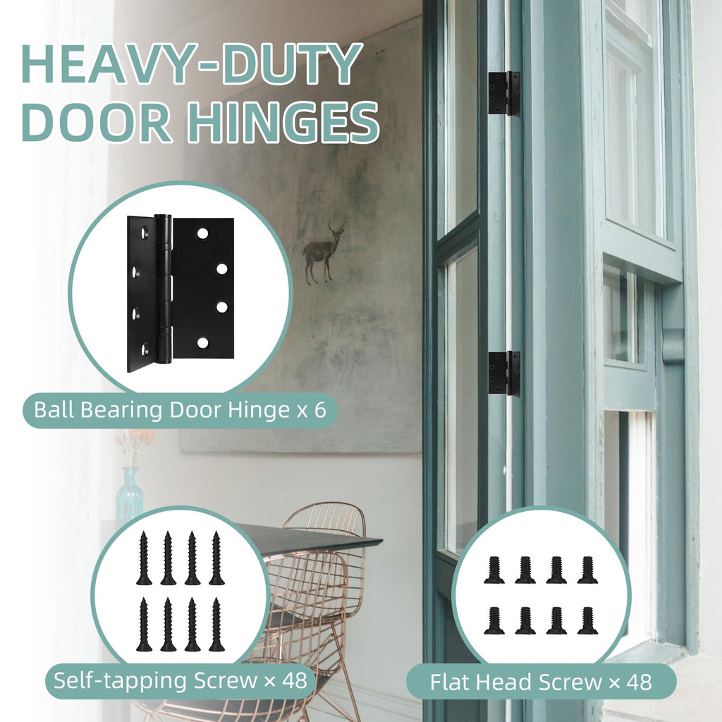 6 or 12 Pack 4 and a Half Inch Stainless Steel Ball Bearing Hinges