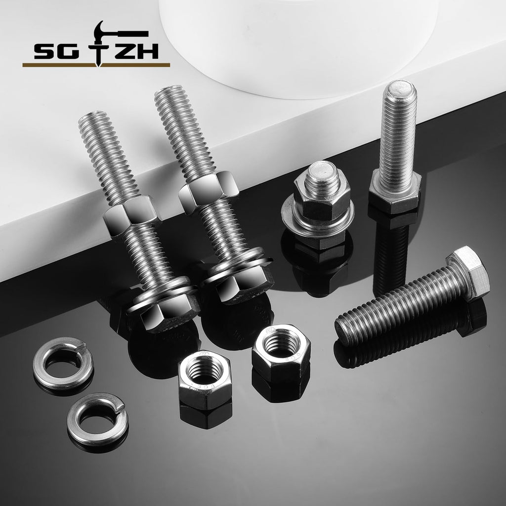 304 Stainless Steel Black Oxide Hex Bolt Nut and Washer Assortment