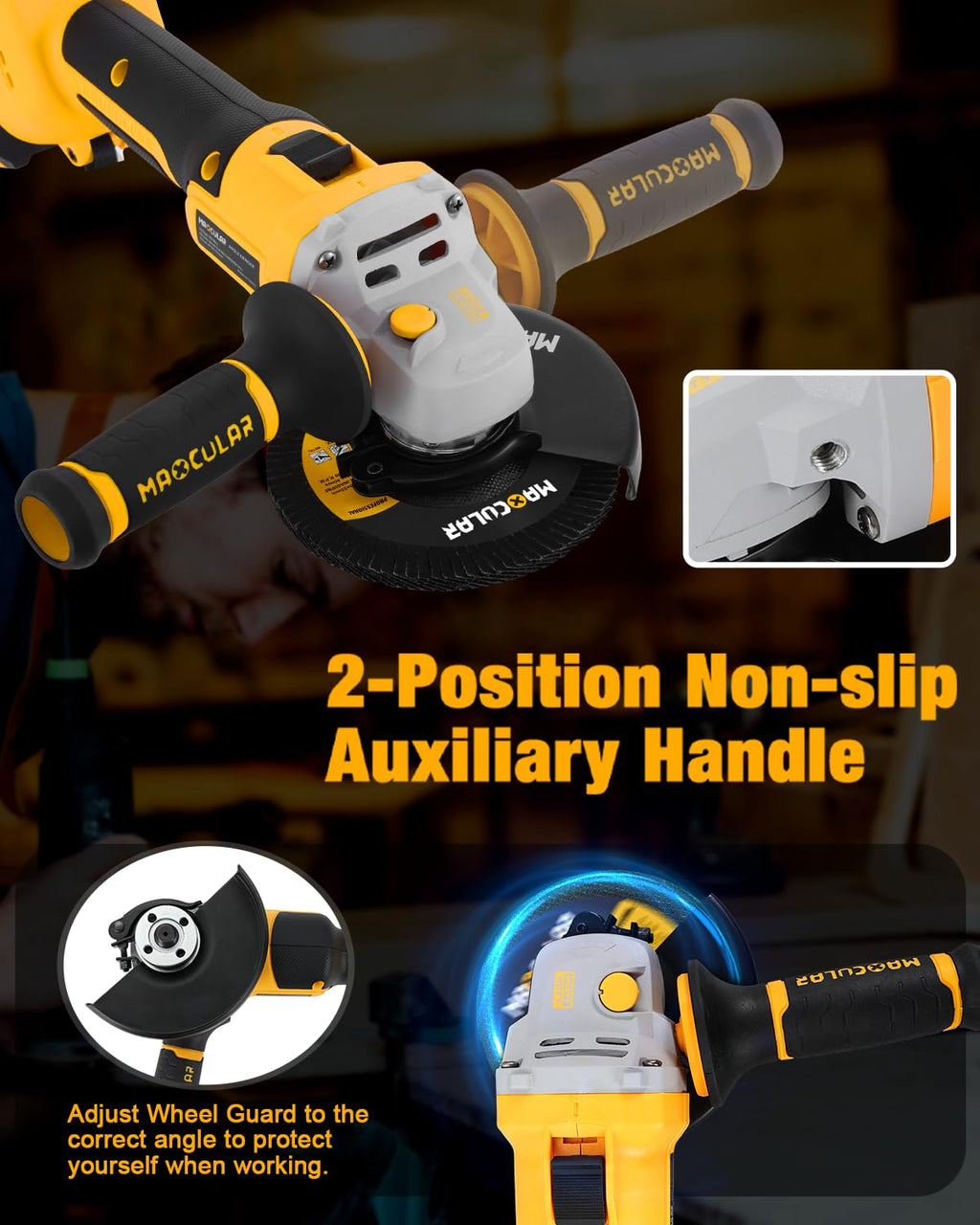 20V Brushless Cordless Angle Grinder 9600 RPM with Two Batteries