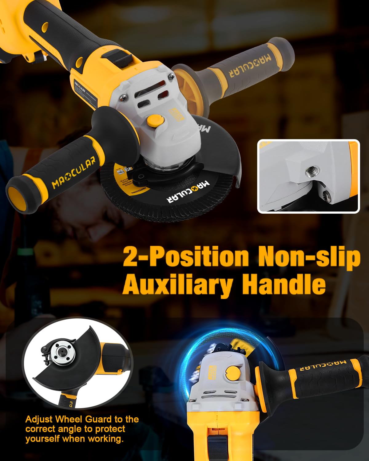 20V Brushless Cordless Angle Grinder 9600 RPM with Two Batteries