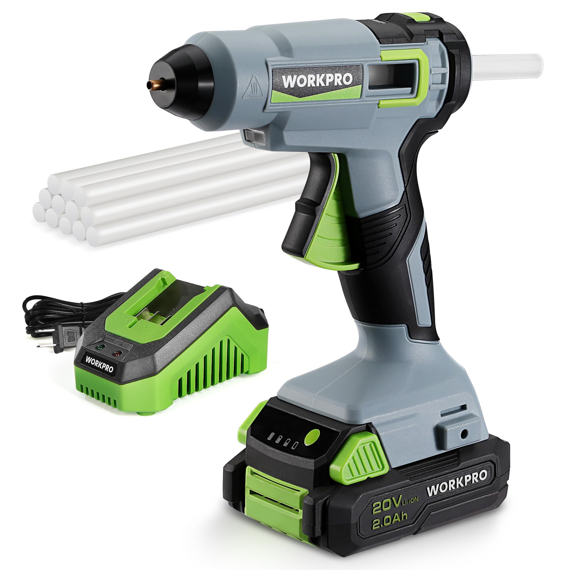 20V Cordless Hot Melt Glue Gun Kit with 12 Full Size Glue Sticks