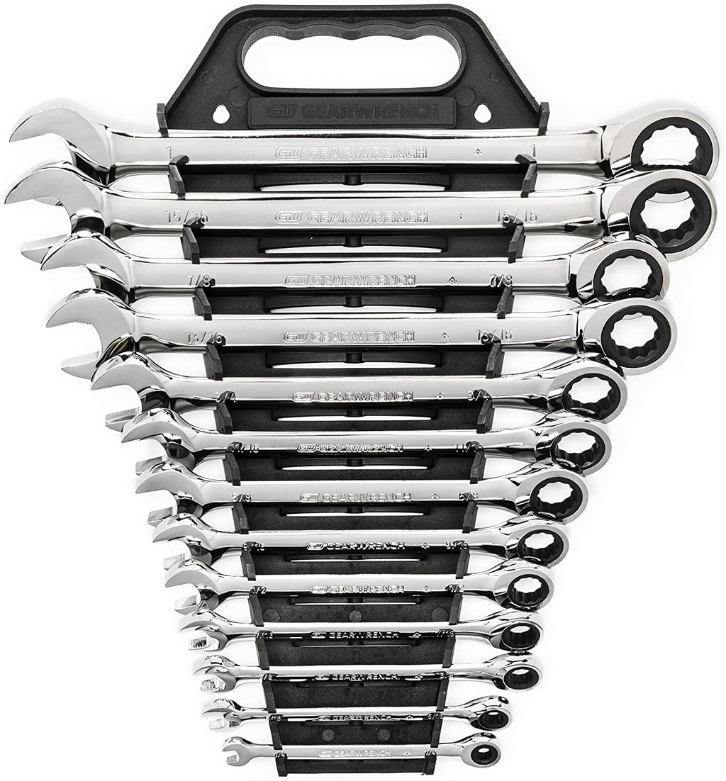 72 Tooth Slim Ratcheting Wrench Set with Storage Rack