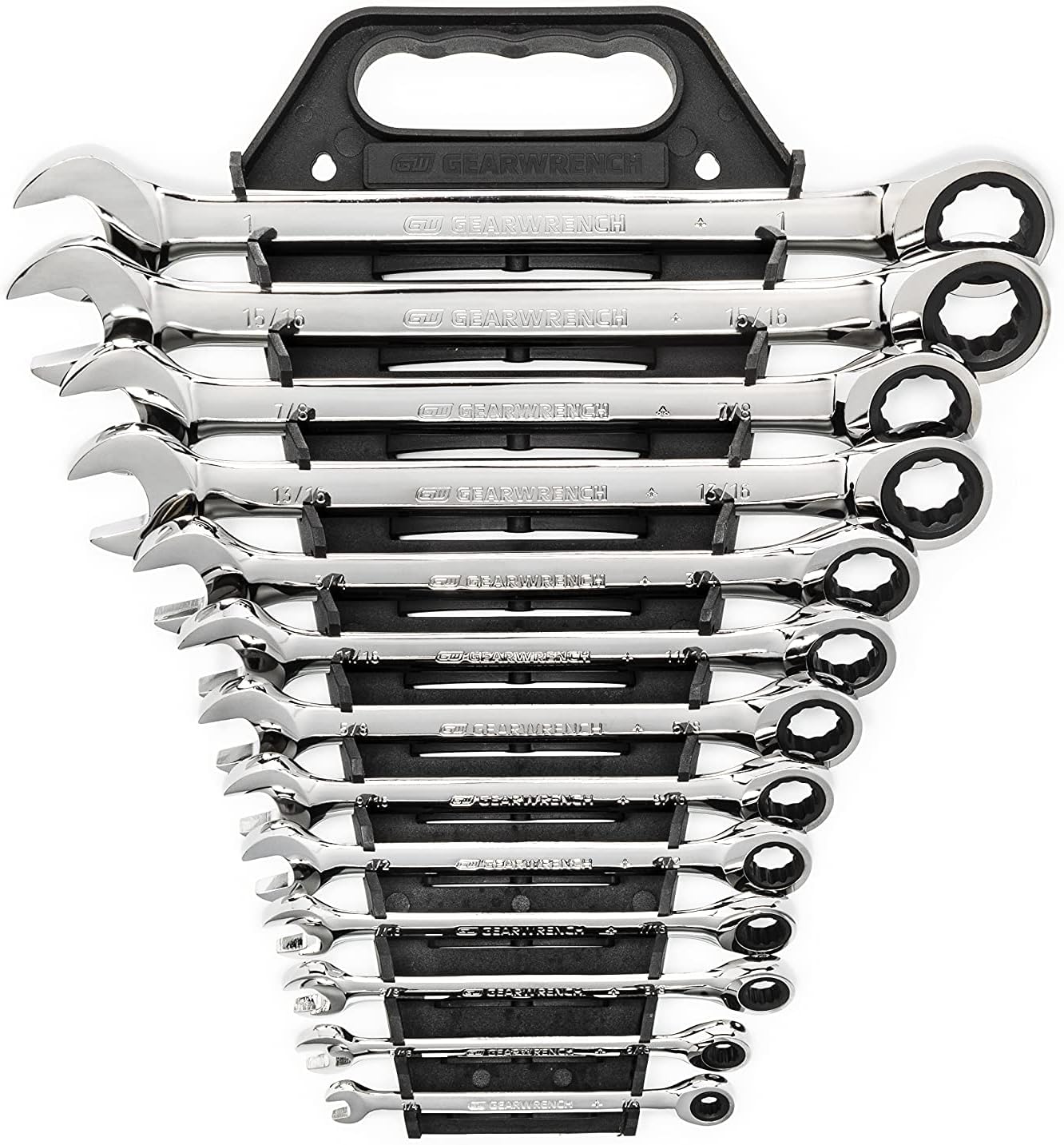 72 Tooth Slim Ratcheting Wrench Set with Storage Rack