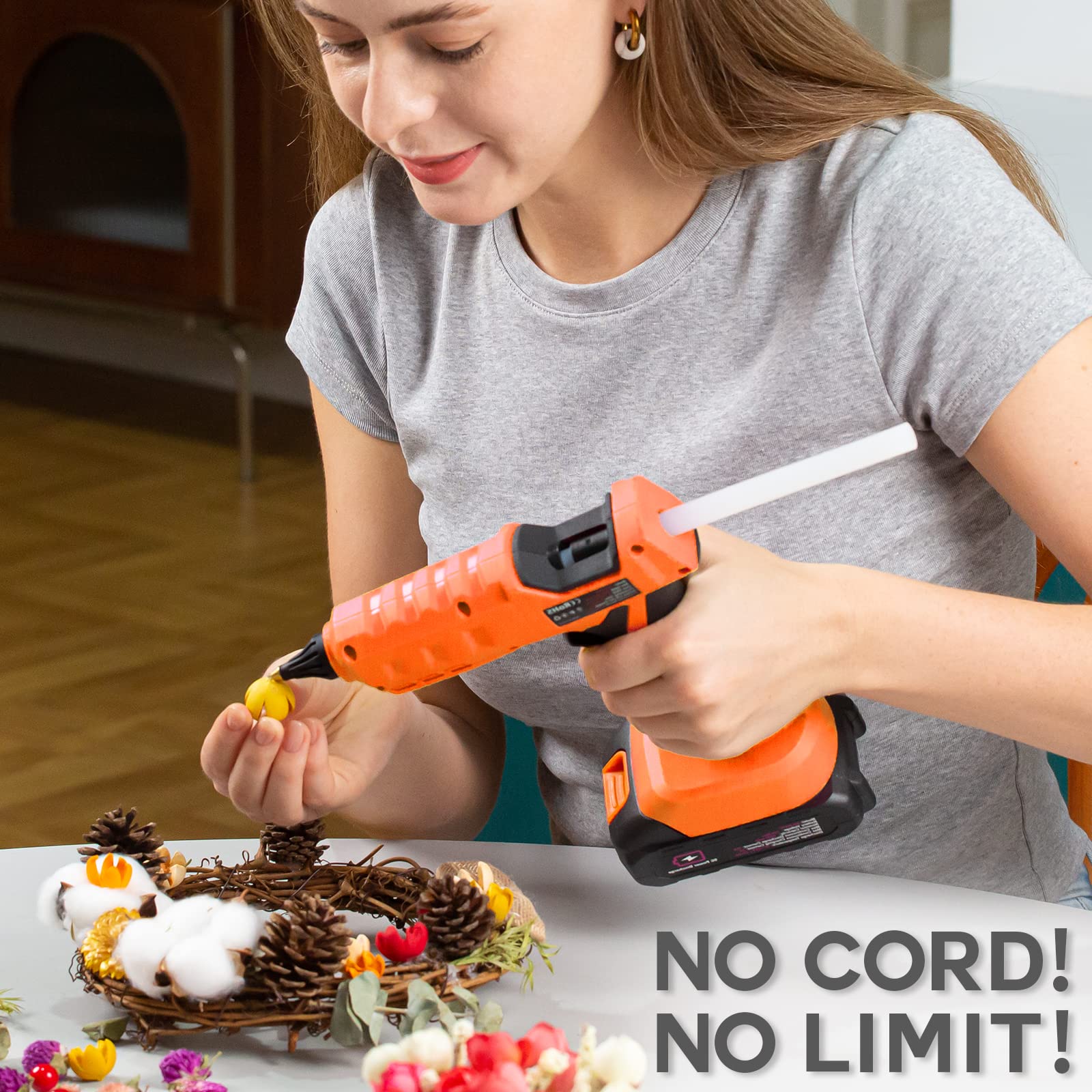 20V Cordless Hot Glue Gun with Battery and Charger