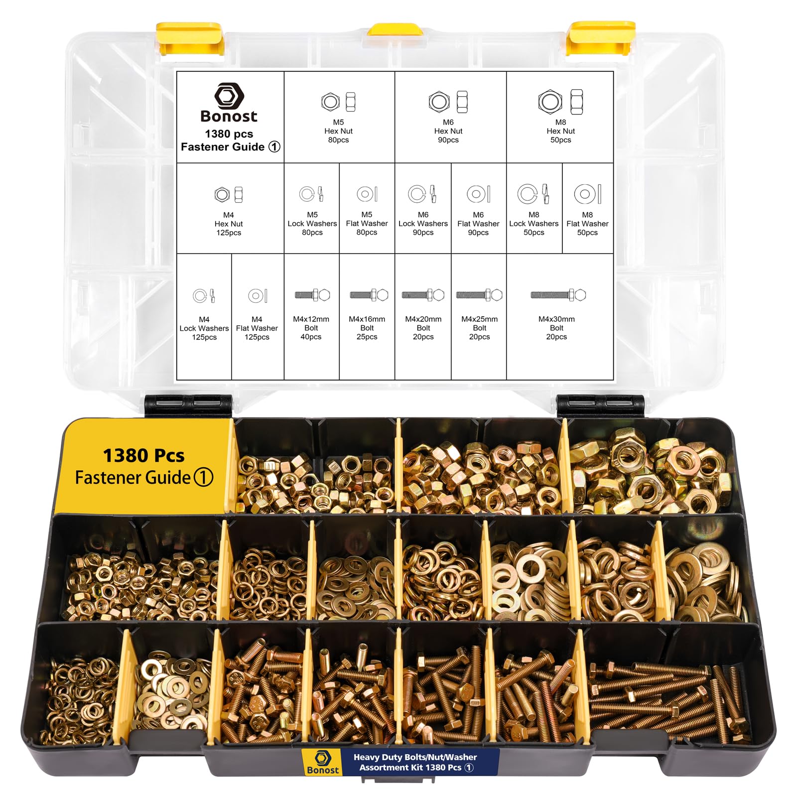 3010 Piece Grade 8.8 Metric Hex Bolt Nut and Washer Kit with 4 Trays