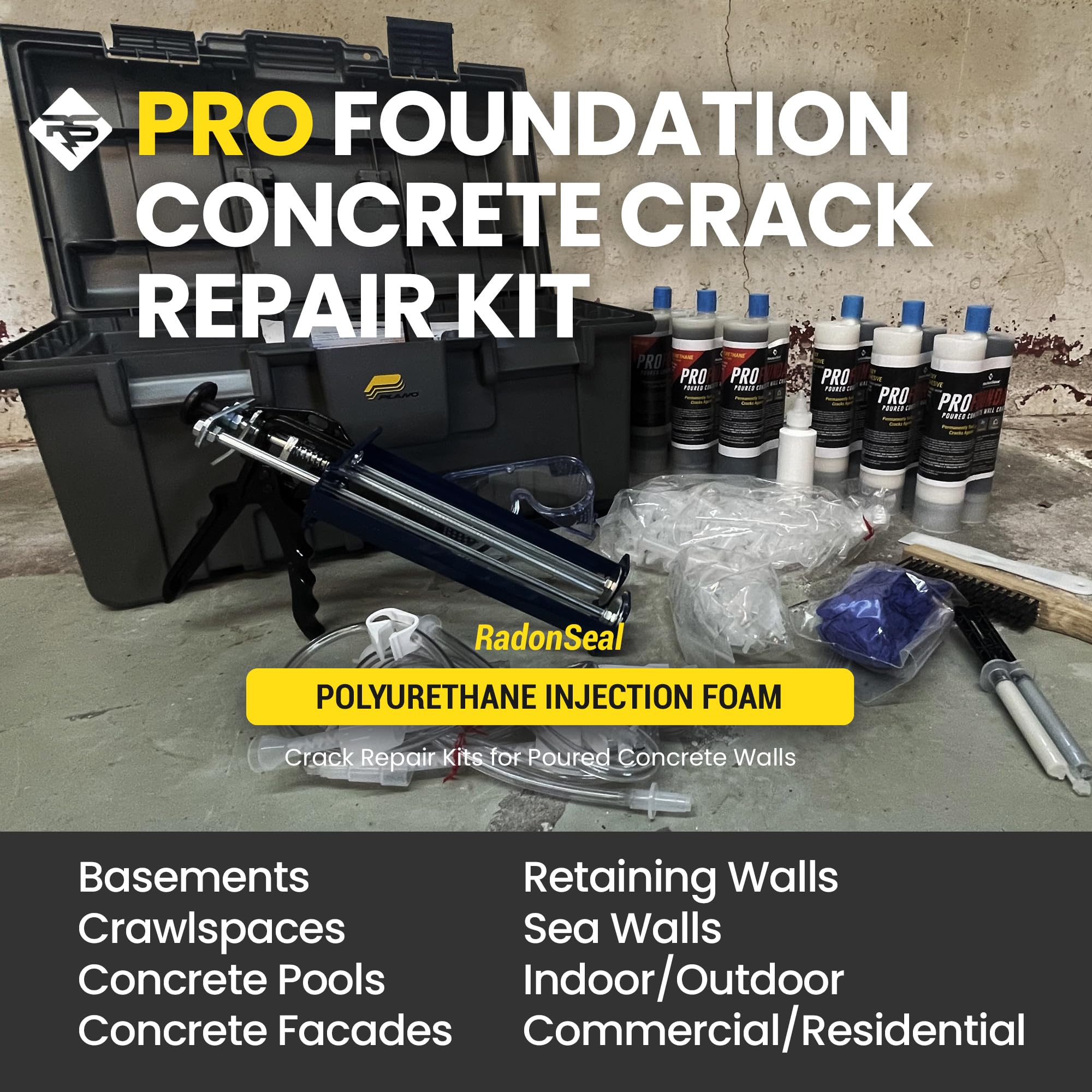 Fast Curing Polyurethane Foundation Crack Repair Kit 30 Foot