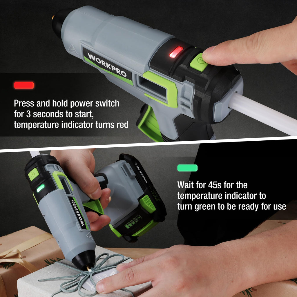 20V Cordless Hot Melt Glue Gun Kit with 12 Full Size Glue Sticks