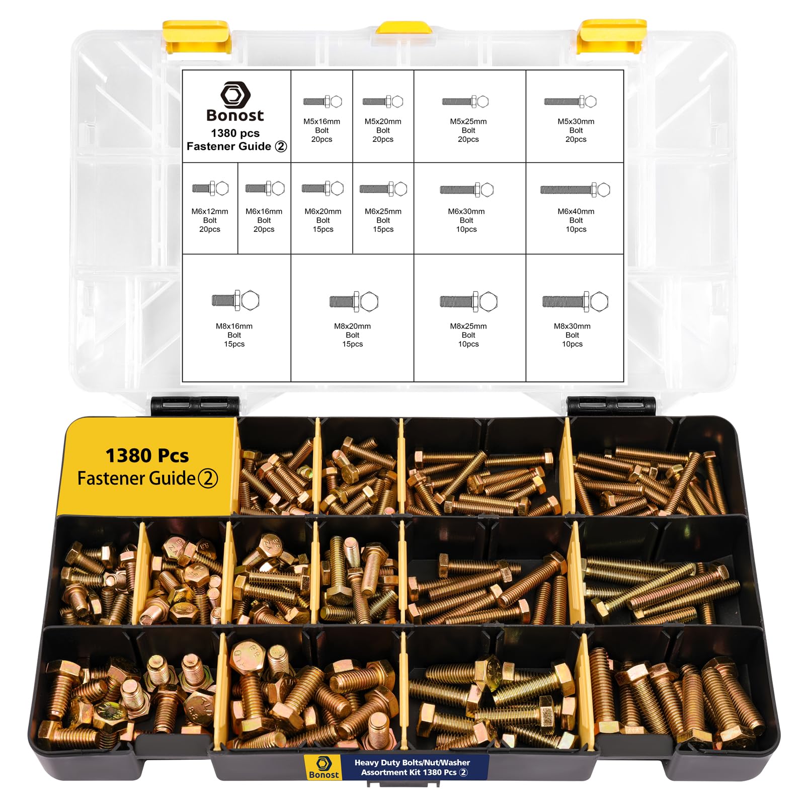 3010 Piece Grade 8.8 Metric Hex Bolt Nut and Washer Kit with 4 Trays