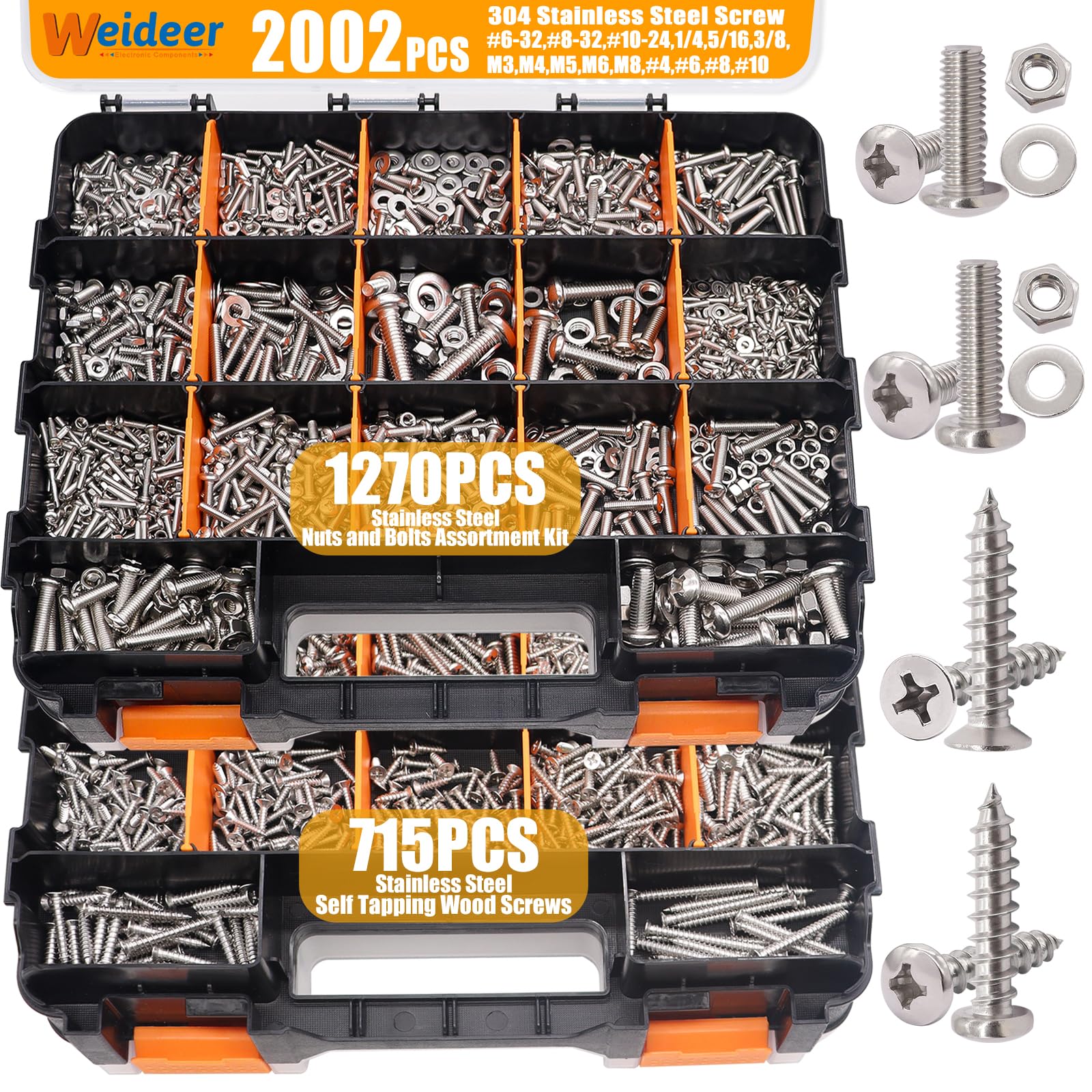 Metric Hex Socket Screw Nut and Washer Assortment Kit with Allen Wrench