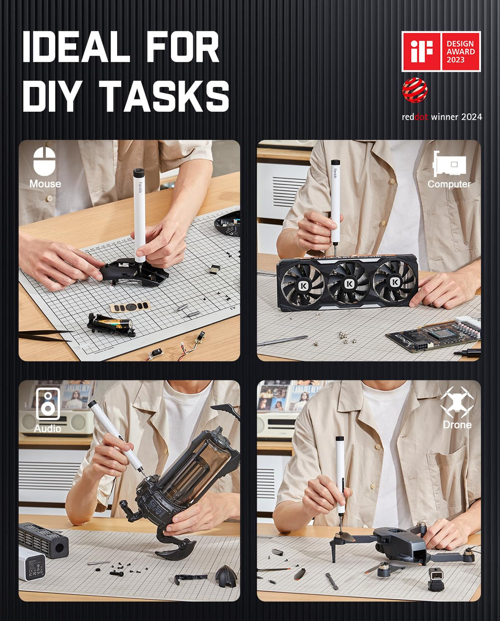 Mini Electric Precision Screwdriver Set with 50 Magnetic Bits