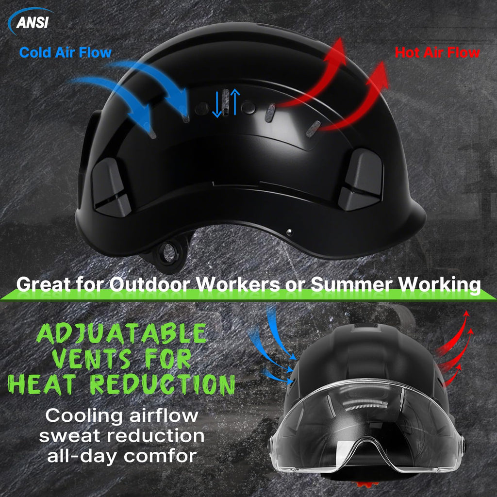 ANSI Z89 1 Construction Hard Hat with Visor and Chin Strap