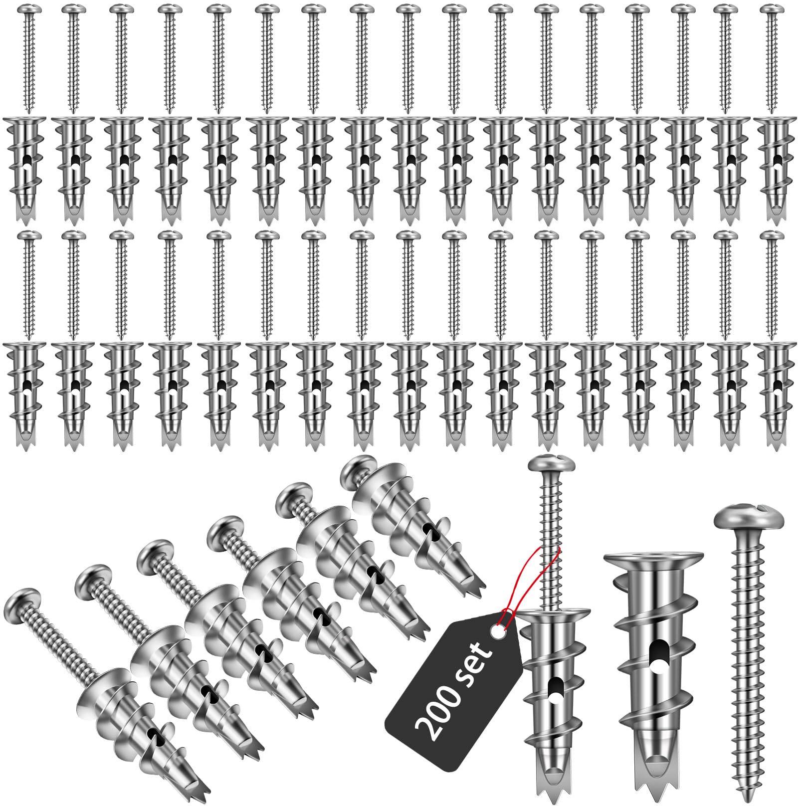 400 Piece Zinc Self Drilling Drywall Anchor and Screw Kit