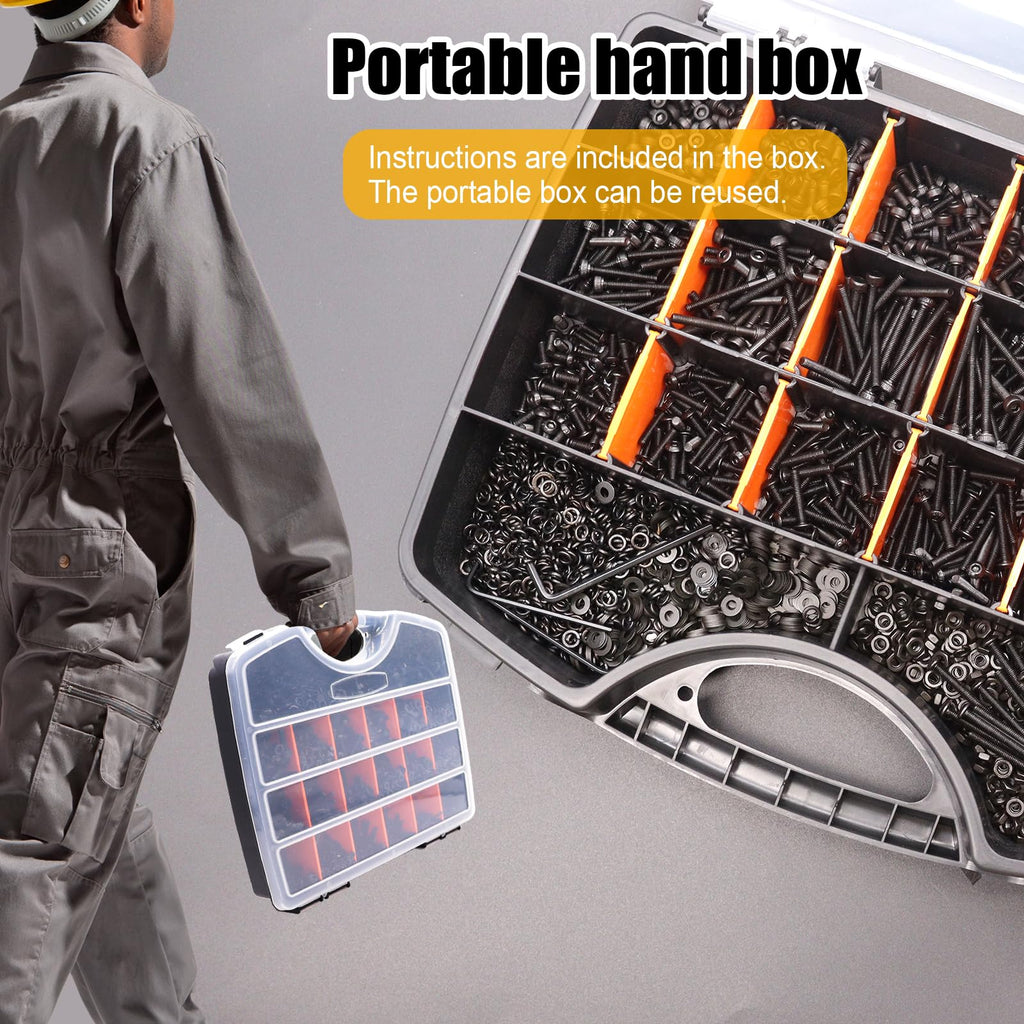 Metric Hex Socket Screw Nut and Washer Assortment Kit with Allen Wrench
