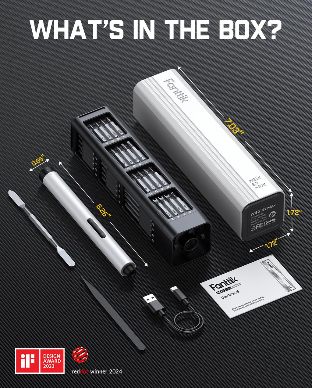 Mini Electric Precision Screwdriver Set with 50 Magnetic Bits