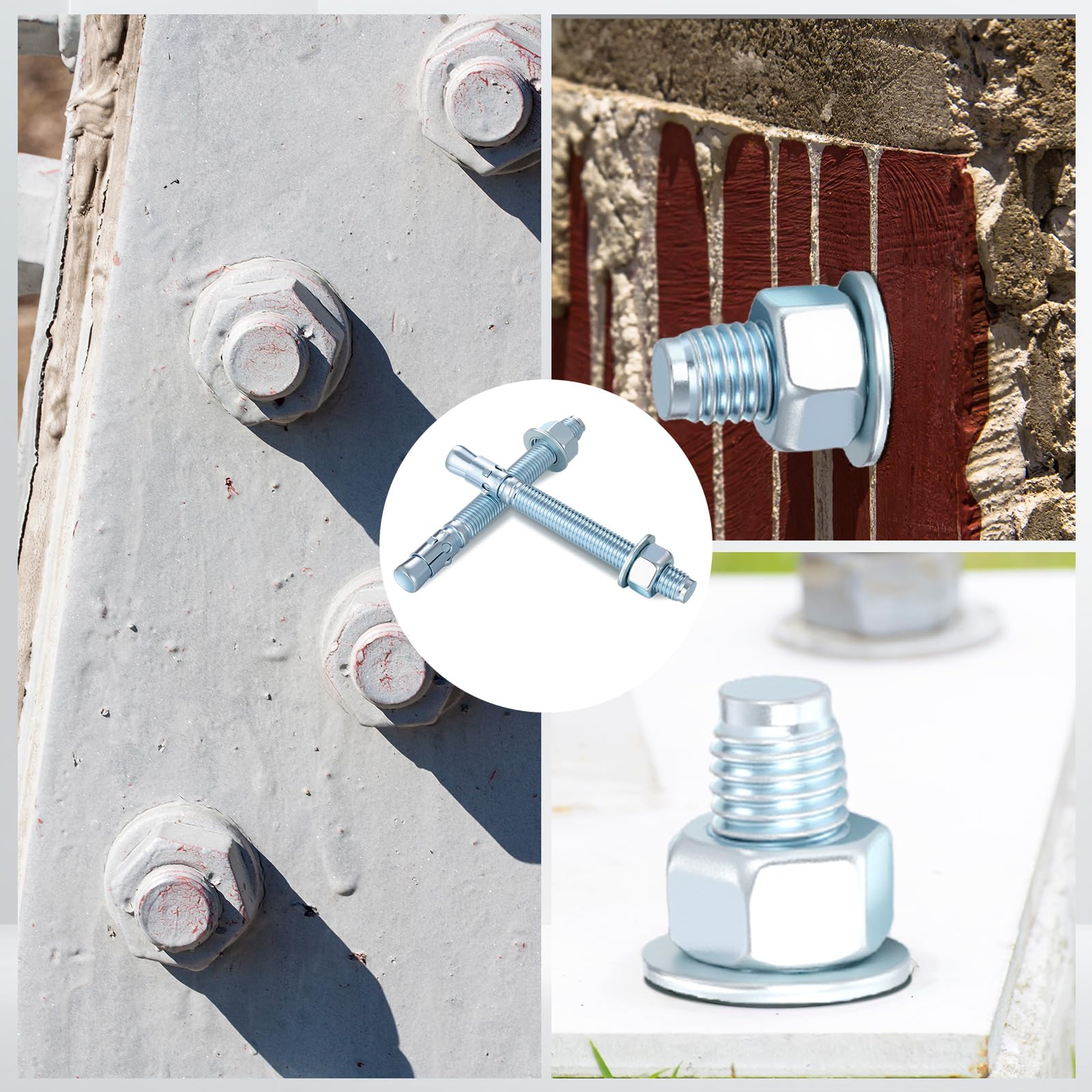 Three Quarter Inch by 7 Inch Zinc Plated Concrete Wedge Anchor Set