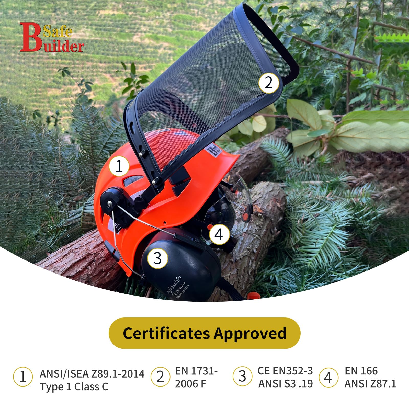 4 in 1 Forestry Safety Helmet with Visor Face Shield and Ear Muffs