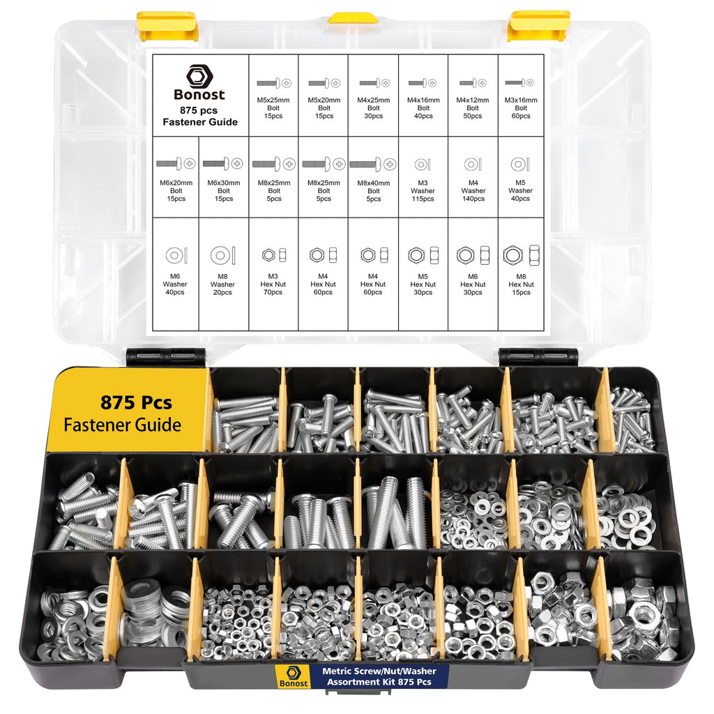 3010 Piece Grade 8.8 Metric Hex Bolt Nut and Washer Kit with 4 Trays