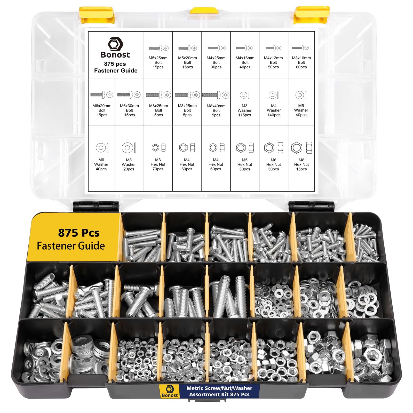 3010 Piece Grade 8.8 Metric Hex Bolt Nut and Washer Kit with 4 Trays