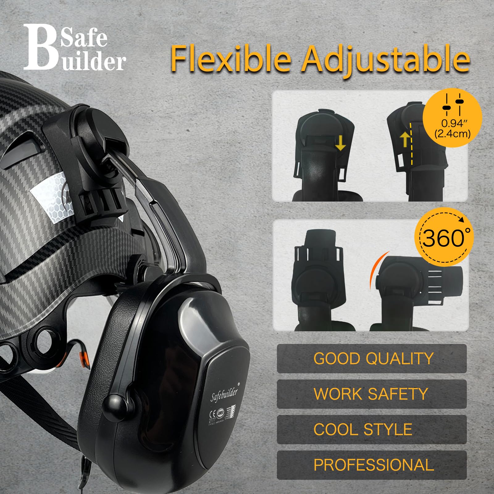ANSI Industrial Safety Helmet with Visor and Ear Muffs