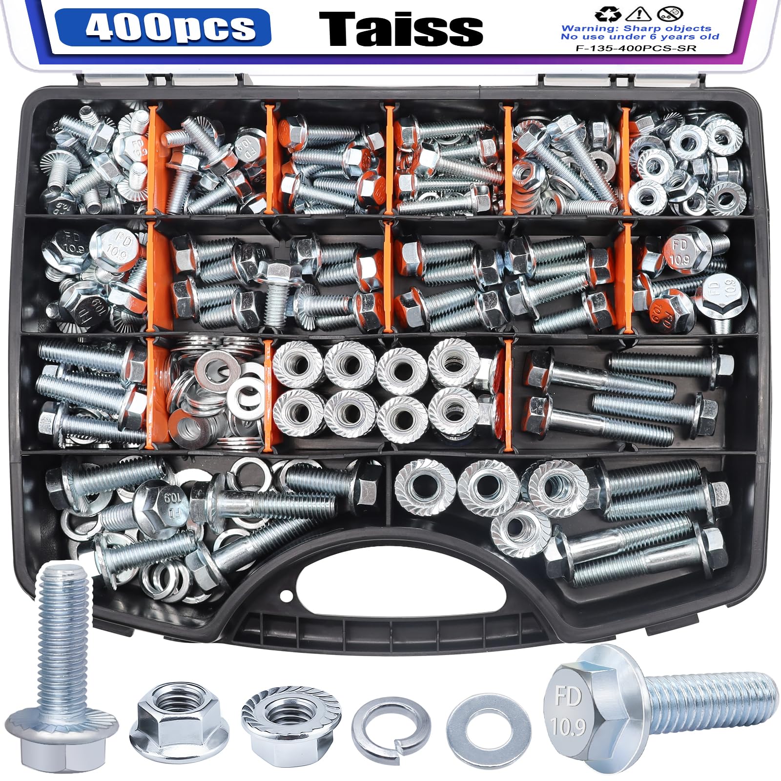 Metric and SAE Black Zinc Bolt Nut Washer and Socket Screw Kit