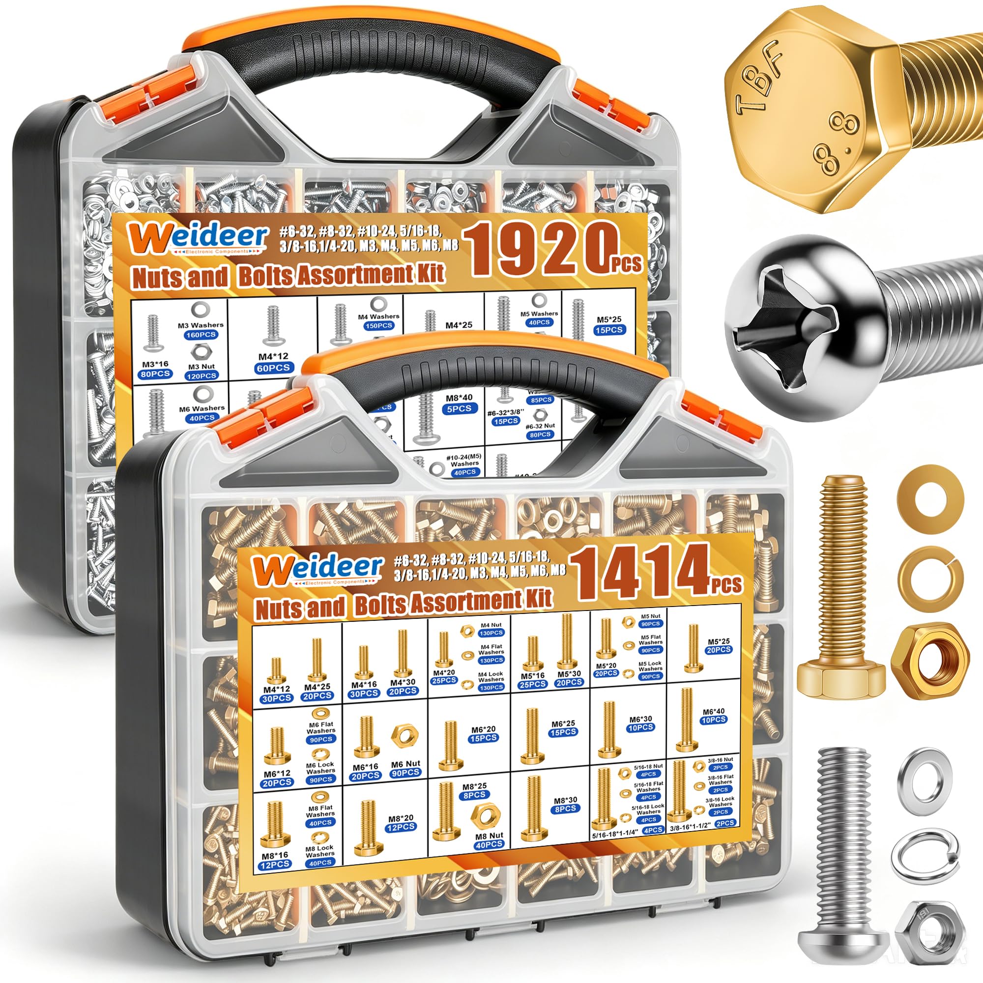 Metric Hex Socket Screw Nut and Washer Assortment Kit with Allen Wrench