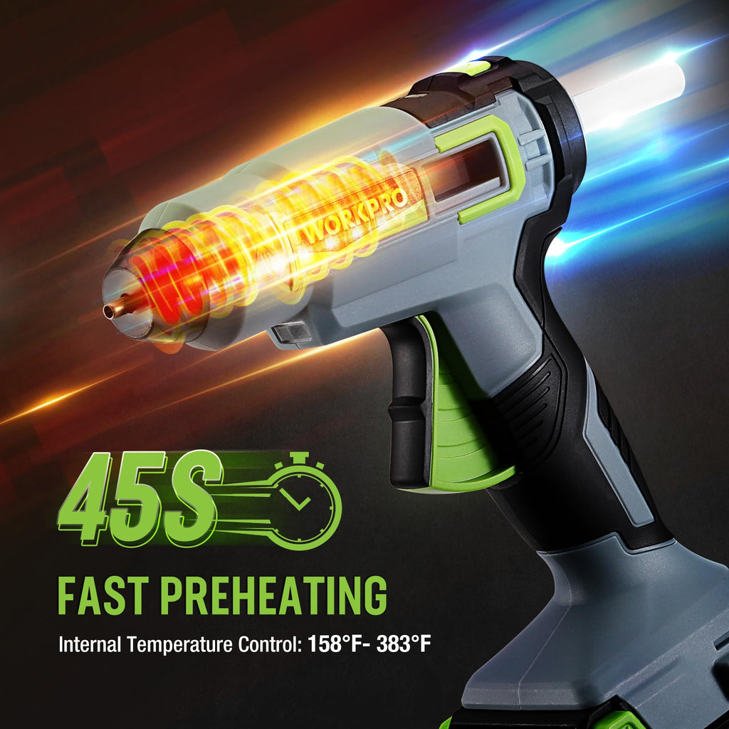 20V Cordless Hot Melt Glue Gun Kit with 12 Full Size Glue Sticks