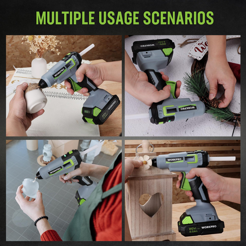 20V Cordless Hot Melt Glue Gun Kit with 12 Full Size Glue Sticks
