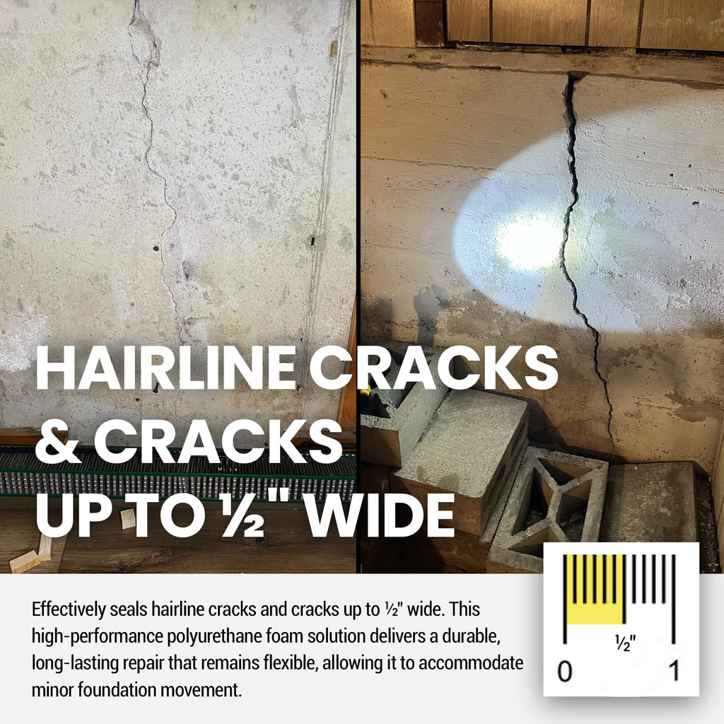 Fast Curing Polyurethane Foundation Crack Repair Kit 30 Foot
