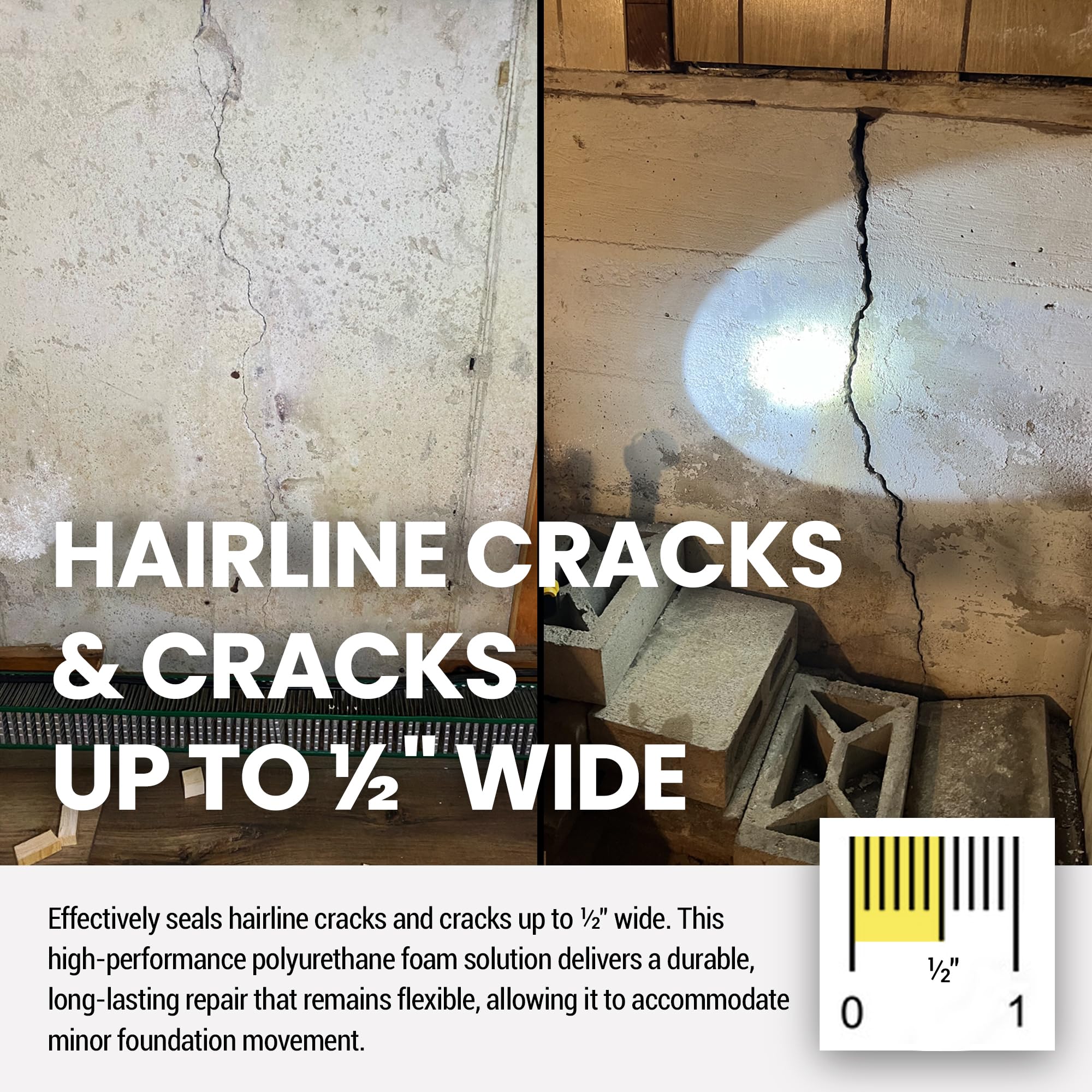 Fast Curing Polyurethane Foundation Crack Repair Kit 30 Foot