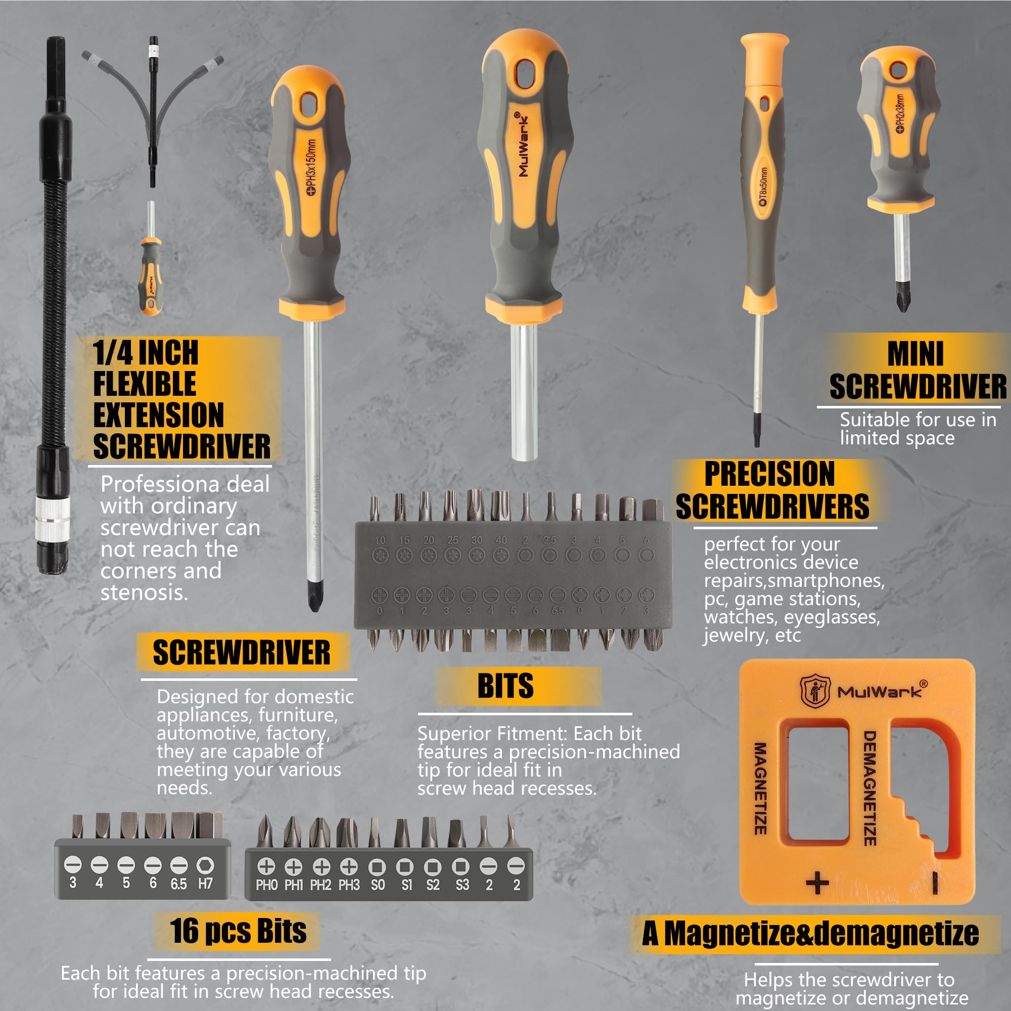 59 Piece Magnetic Screwdriver and Precision Bit Set with Storage Case