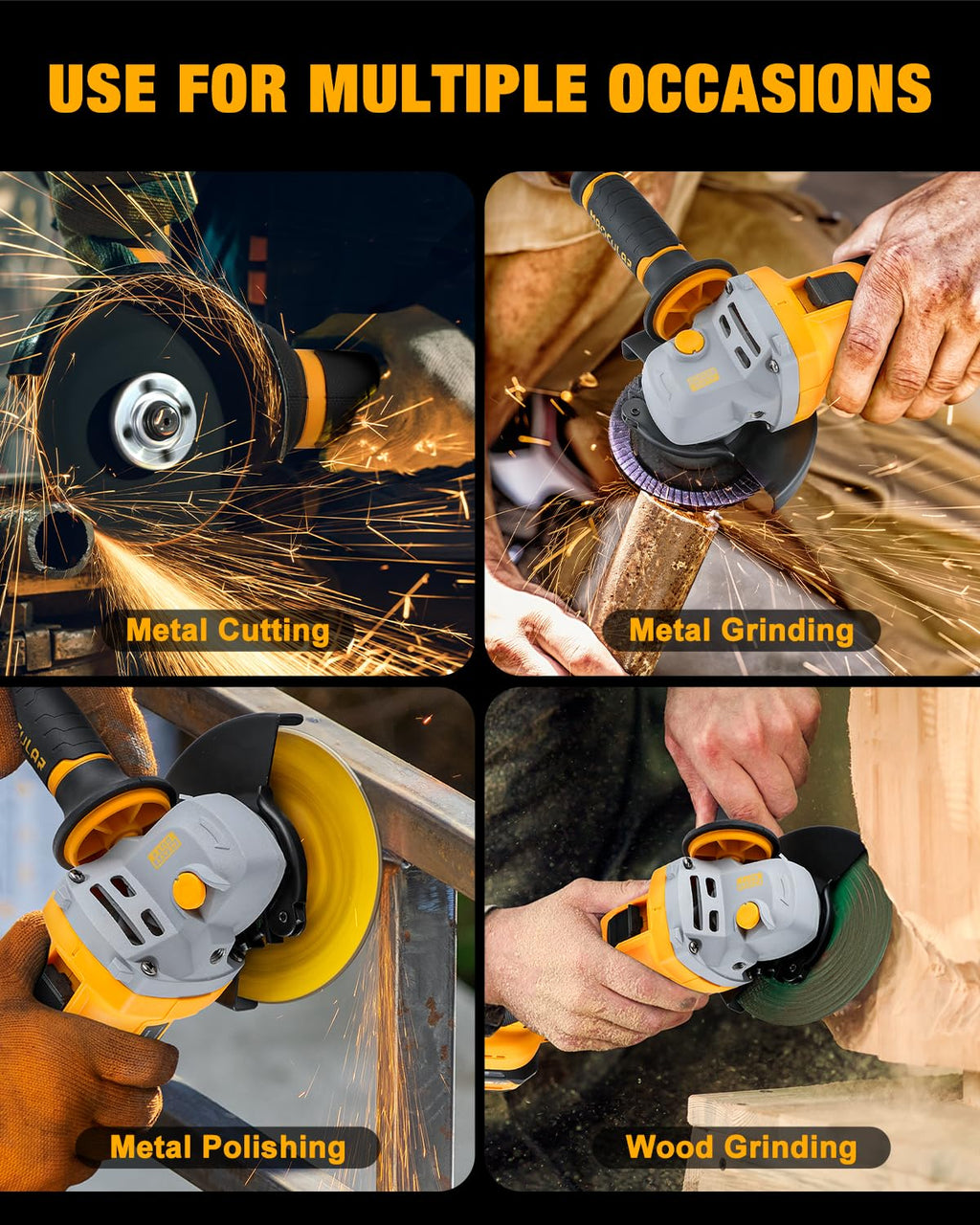 20V Brushless Cordless Angle Grinder 9600 RPM with Two Batteries