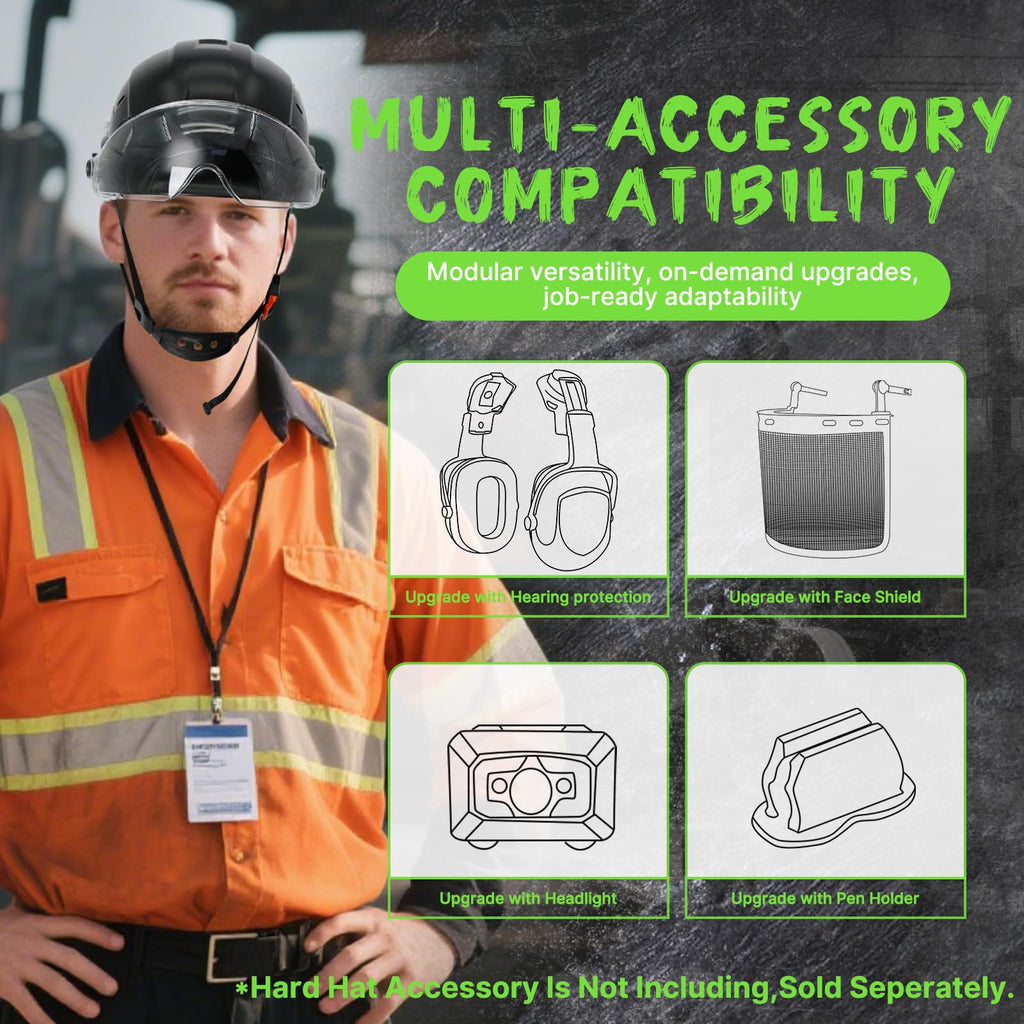 ANSI Z89 1 Construction Hard Hat with Visor and Chin Strap
