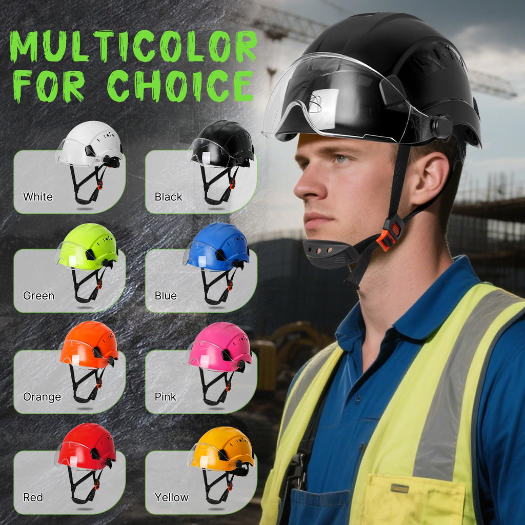 ANSI Z89 1 Construction Hard Hat with Visor and Chin Strap