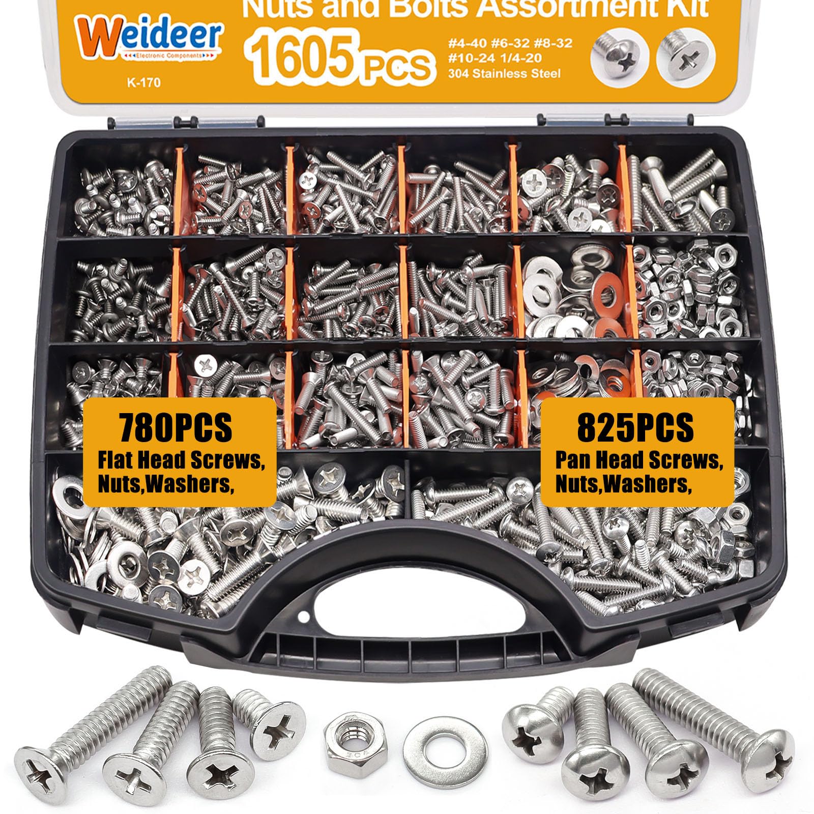 Metric Hex Socket Screw Nut and Washer Assortment Kit with Allen Wrench
