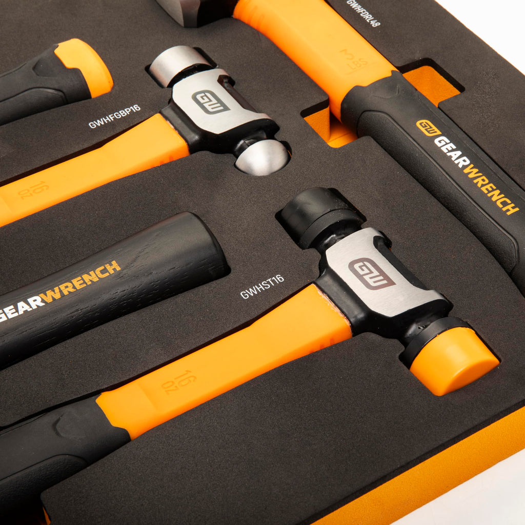 5 Piece Mixed Hammer Set with Foam Storage Tray